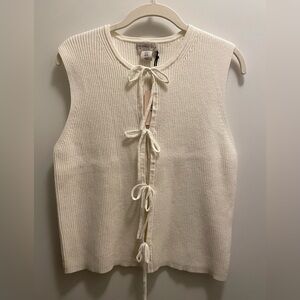 NEWT Sincerely Jules Cream Tie-Front Sweater